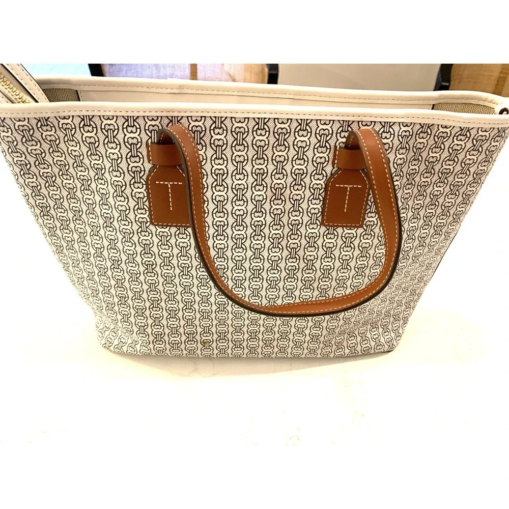 Tory Burch Gemini ‎ Chain Link Tote Bag Leather Women's Authentic
